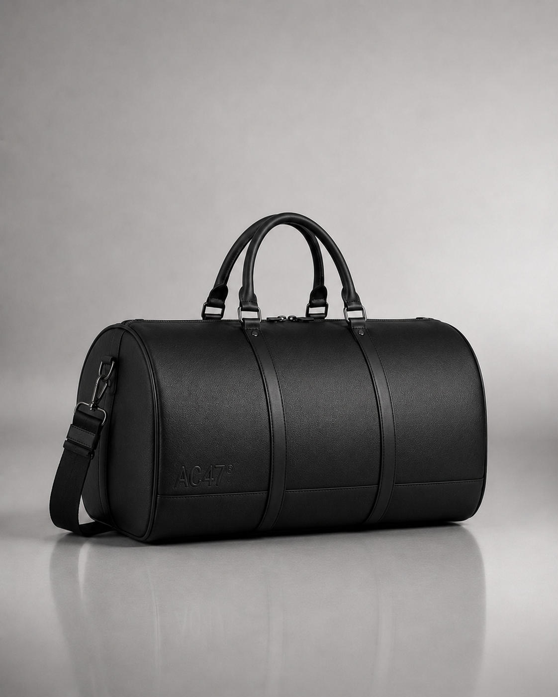 Solid black AC47 Carry structured travel duffle.