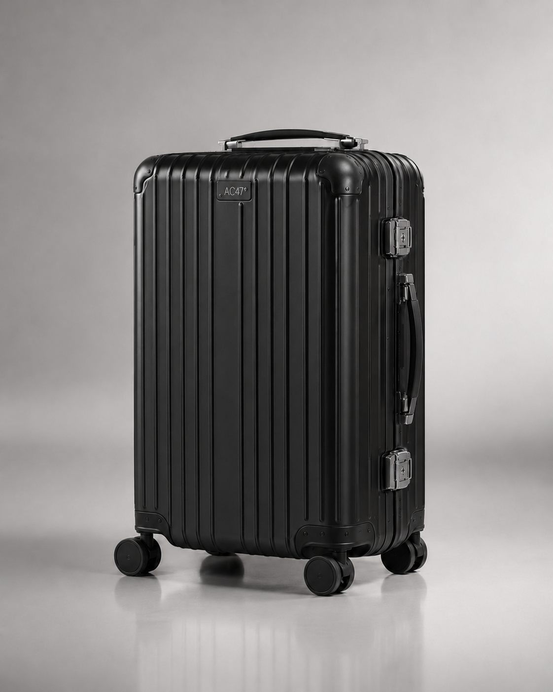 Black AC47 Checked hard-shell rolling case.